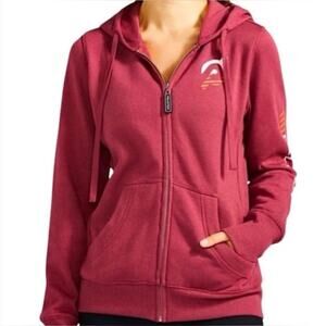 Peloton Womens Maroon Athletic Full Zip Hoodie Sweatshirt with Pockets Large